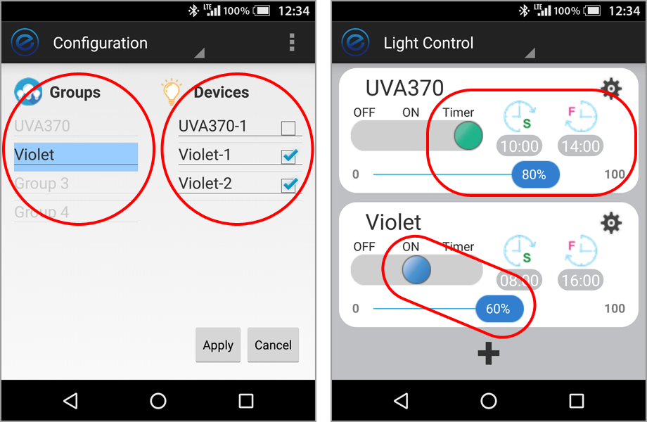 Smartphone APP ECOPTO Screen